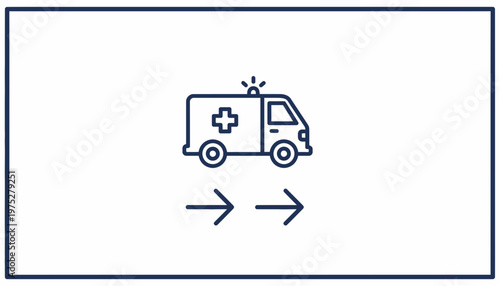Ambulance Icon with Arrows, Medical Emergency Transport and Speed Concept