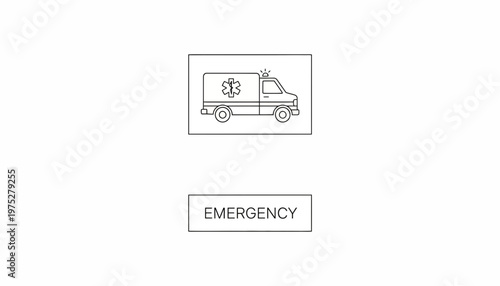 Ambulance Icon with Emergency Text - Medical Transport and Healthcare Symbol