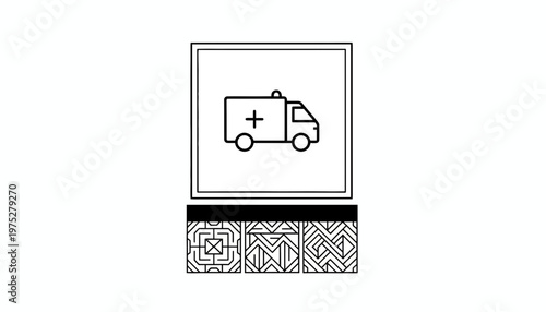 Ambulance Icon with Medical Cross, Emergency Vehicle, Healthcare Symbol, Vector Illustration