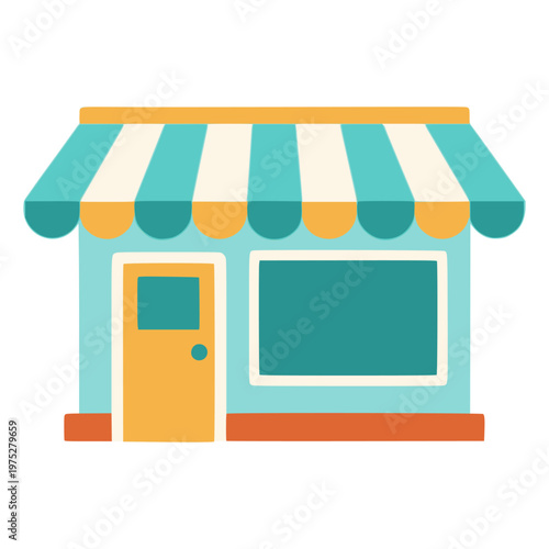 shop store commercial building flat color vector illustration template design