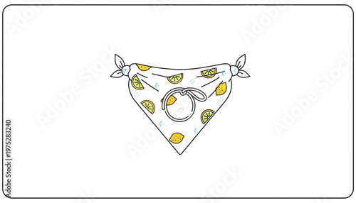 Cute Lemon Print Dog Bandana with Tie-on Closure, Summer Pet Accessory