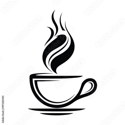 A steaming cup of coffee with a wispy swirl of steam rising from the hot beverage, suggesting warmth and comfort