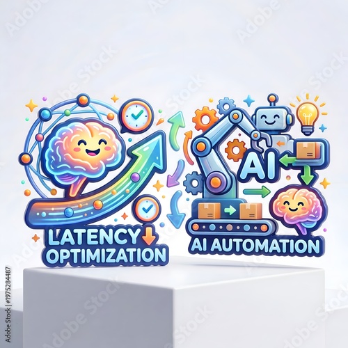 Artificial Intelligence Automation and Latency Optimization Illustration.