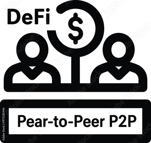Defi peer to peer p2p icon vector financial technology illustration for decentralized finance concepts