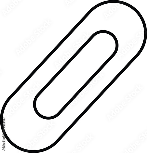 Art & Illustration, Paperclip document attachment outline vector icon for office stationery and email file upload symbol