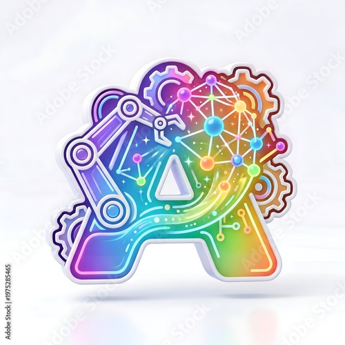 Colorful Digital Brain with Technology and Innovation Elements.