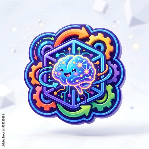 Colorful Brain with Technology and Innovation Elements.