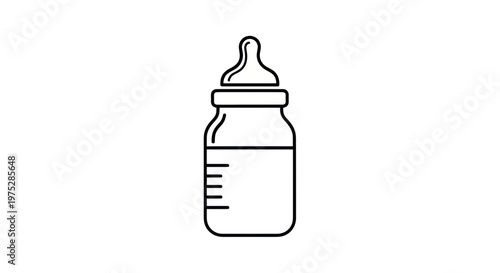 Baby bottle icon, clean line art illustration on white background