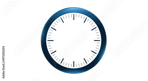 Blank Clock Face with Blue Textured Rim on White Background