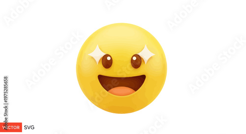 Excited Emoji with Sparkle Eyes and Open Mouth - Vector Graphic