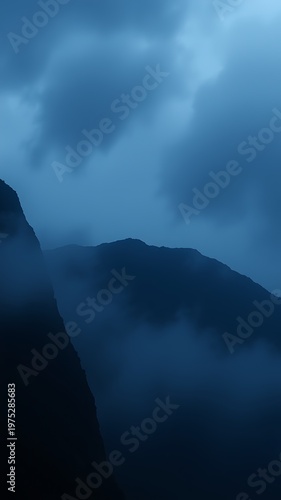 Dramatic Mountains with Dark Stormy Clouds.