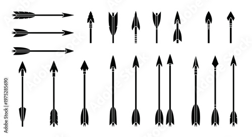 Collection of Black Arrow Icons, Vector Set