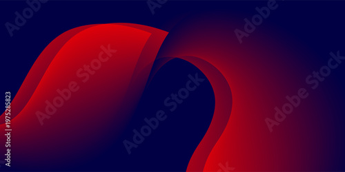 Creative dark blue backdrop with vibrant red fluid curves and soft gradients, dynamic and futuristic design ideal for presentations, posters, and web design.