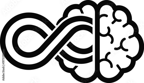 Brain infinity icon vector mind potential endless learning and cognitive growth symbolism
