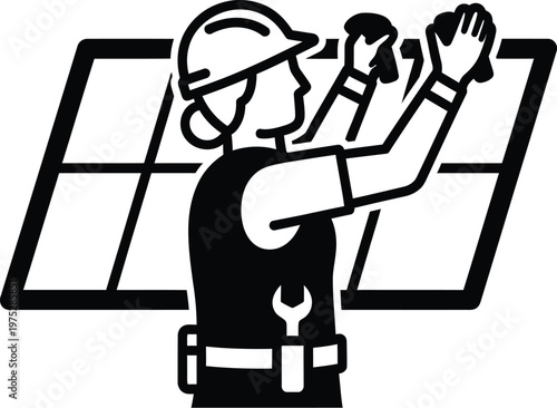 Window installer vector icon professional glass repair replacement illustration for home services