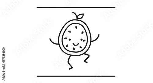Cute cartoon kiwi fruit character dancing happily, isolated on white background, healthy food concept