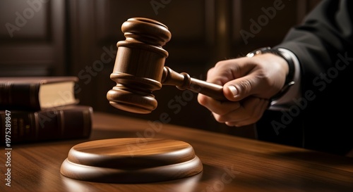 Judicial Gavel in Courtroom for Legal Decision Making