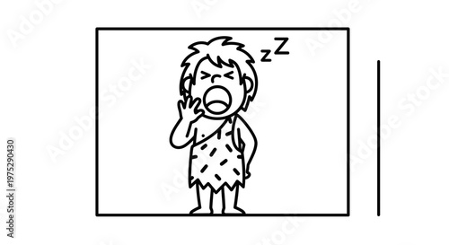Caveman Yawning Tired Primitive Man Prehistoric Sleepy Exhausted