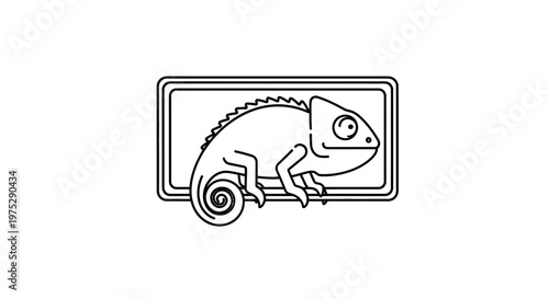Chameleon Icon on White Background, Vector Illustration