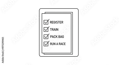 Checklist for Running Race: Register, Train, Pack Bag, Run