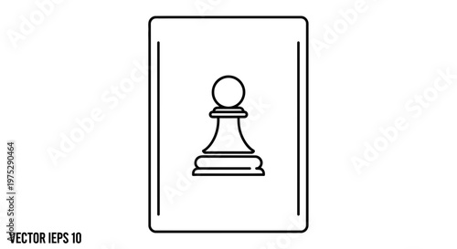 Chess Pawn Icon on Card, Strategy Game Piece, Minimalist Vector Art