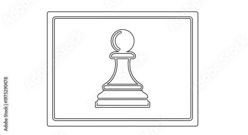 Chess Pawn Icon on White Background - Minimalist Strategy Game Symbol