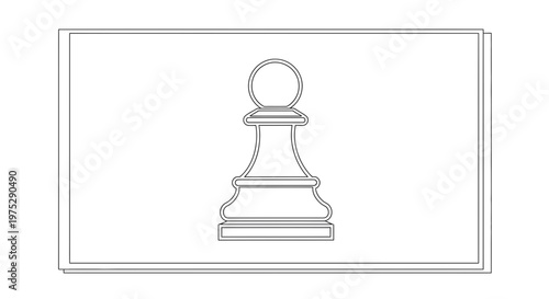 Chess Pawn Outline Icon, Strategy Game Piece, Minimalist Vector Graphic
