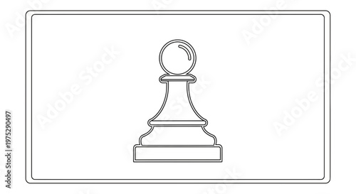 Chess Pawn Silhouette Icon, Strategy Game Piece, Simple Outline Drawing