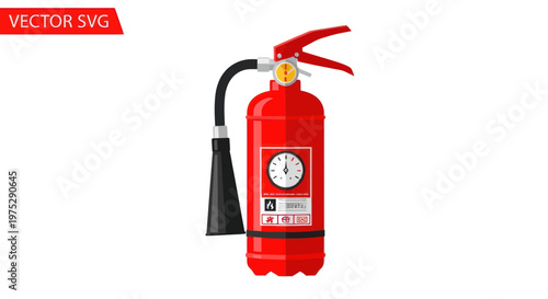 Red Fire Extinguisher with Pressure Gauge - Safety Equipment Vector