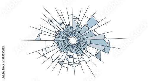 Shattered Glass Effect - Broken Window Cracks on White Background