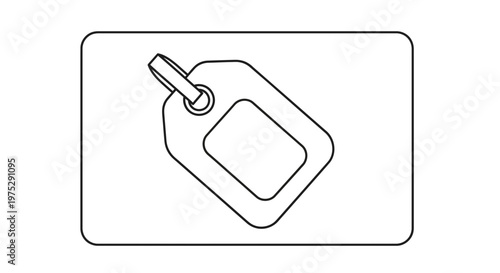 Blank Luggage Tag Icon Outline, Travel Identification Label for Bags and Suitcases