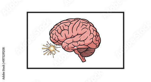 Brain with electric shock, concept of neurological disorder, stroke, or mental health issue