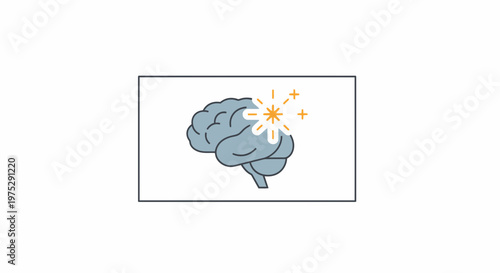 Brain with glowing idea spark, symbolizing creativity, innovation, and inspiration