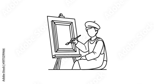 Artist Painting on Easel, Creative Hobby, Artistic Expression, Studio Art, Drawing Inspiration