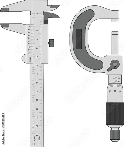 Professional industrial engineering and machining tool vector set