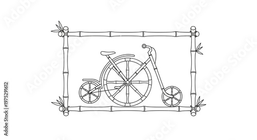 Bamboo Bicycle Art Frame Design, Vintage Penny Farthing Style, Eco-Friendly Transport