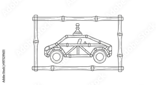 Bamboo Car Frame Concept, Eco-Friendly Vehicle Design, Sustainable Transport Sketch