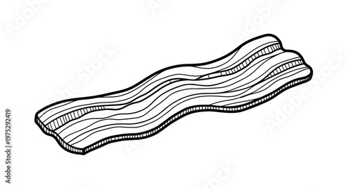 Hand-drawn Bacon Strip Illustration - Rustic Food Art