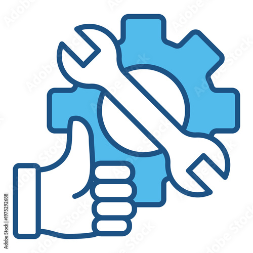 Eye Scan Icon In Blue Monochrome Flat Design, Vector Illustration