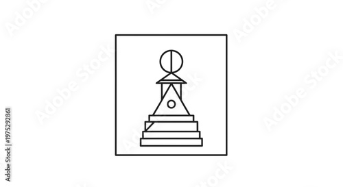Abstract Geometric Chess Pawn Icon with Circle Top on White Background
