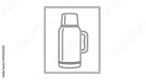Vintage Thermos Flask Outline Icon, Retro Beverage Container, Portable Drink Holder