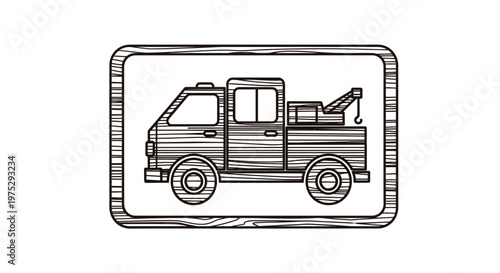 Vintage Tow Truck Illustration, Retro Service Vehicle, Graphic Icon