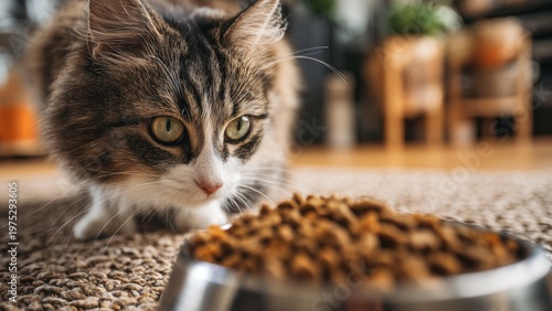 Owner feeding Healthy Pet Food with love luxury pet care concept with premium food elegant presentation and refined home setting 