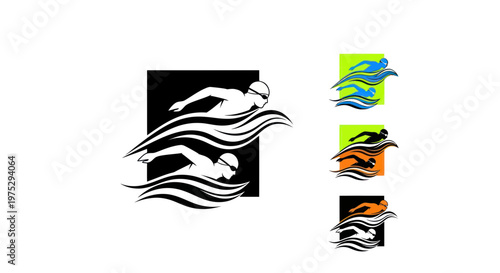 Swimming Competition Icon: Two Swimmers Racing Side-by-Side