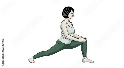Woman Stretching Legs, Yoga Pose, Fitness and Wellness Illustration