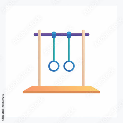 Simple illustration of gymnastic rings on a stand, ready for exercise and training.