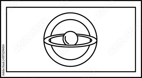 Stylized Saturn planet icon with rings, simple line art, space exploration concept