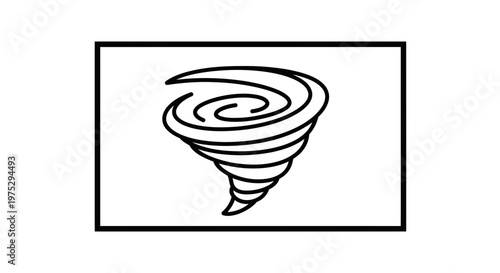 Stylized Tornado Swirl Icon, Abstract Hurricane Vortex Symbol, Weather Storm Graphic