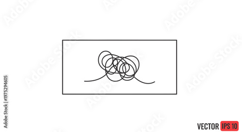 Tangled Line Abstract Art - Concept of Complexity, Chaos, and Confusion