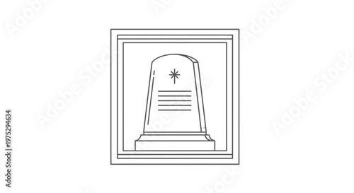 Tombstone Monument with Star and Lines - Vector Illustration